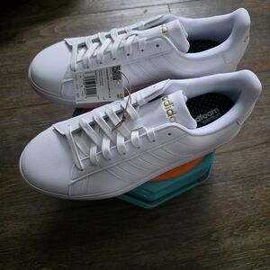 Adidas White and Gold Sneakers Grand Court